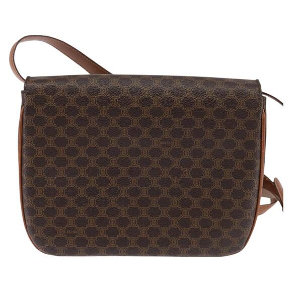 CELINE Macadam Canvas Shoulder Bag Pvc Leather Brown Gold - Picture 3 of 13